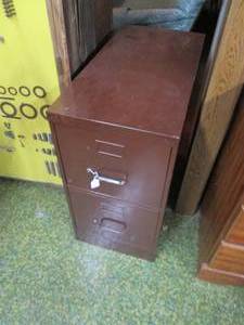 lot 204 image: Vintage Metal 2 Drawer File Cabinet...