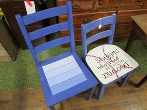 lot 210 image: (2) Wood Painted Chairs See Photos...