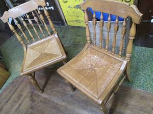 lot 211 image: (2) Vintage Wood Chairs See Photos...