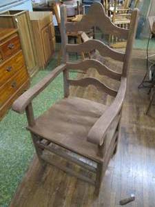 lot 216 image: Antique Large Wood Chair Excellent...