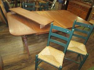 lot 249 image: Large Wood Table With Additional Le...