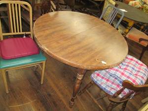 lot 266 image: Wood Antique Table With (3) Chairs,...