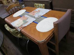 lot 299 image: Wood Table 60 X 36 X 30 & (4) ...
