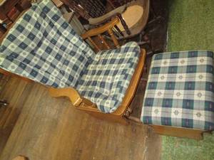 lot 304 image: Wood Rocker With Ottoman Walkway...