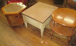 lot 308 image: (3) End Tables (Square Table With D...