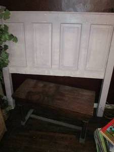 lot 312 image: Headboard 61 X 60 & Antique Woo...