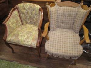 lot 348 image: (2) Wood Framed Vintage Side Chairs...