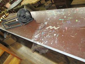 lot 371 image: Wood Work Table 120 X 30 X 29,...