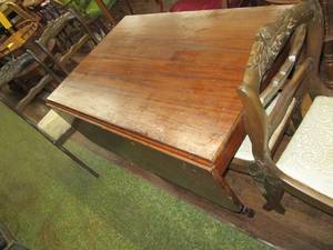 lot 386 image: Vintage Wood Table & (4) Wood Antiq...