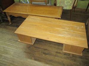 lot 387 image: (2) Wood Vintage Coffee Tables See...