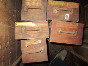 lot 392 image: (5) Wood Drawers, Various Sizes ...
