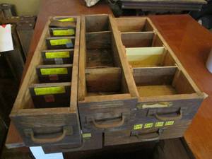 lot 395 image: (5) Wood Drawers, Various Sizes ...