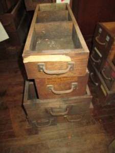 lot 398 image: (5) Wood Drawers, Various Sizes ...