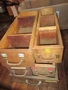 lot 399 image: (5) Wood Drawers, Various Sizes ...