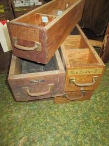 lot 404 image: (5) Wood Drawers, Various Sizes ...