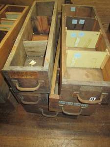 lot 411 image: (5) Wood Drawers, Various Sizes ...