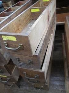 lot 419 image: (5) Wood Drawers, Various Sizes ...