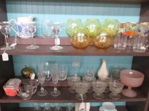 lot 516 image: (2) Shelves of Glassware See Photo...