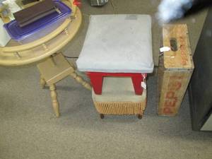 lot 538 image: Vintage Side Table, Footstools, Tup...