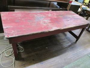 lot 38 image: Red Vintage Farm Utility Table 70 ...