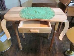 lot 76 image: Wood Table With Drawer & Additional...