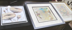 lot 112 image: Gold Flowers Artwork (17 X 17) (R...