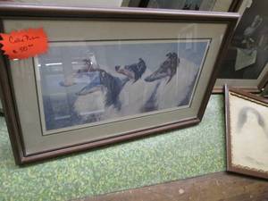 lot 128 image: Large Collie Print in Wood Frame S...