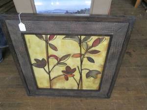 lot 131 image: Wood Framed Artwork (25 X 25) Re...