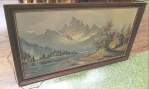 lot 134 image: Large Hand Painted, Wood Framed Art...