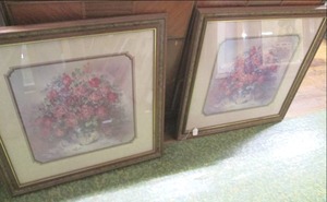 lot 144 image: (2) Matching Flower Wall Hangings ...
