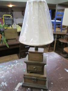 lot 157 image: Vintage Wood Table Lamp RM#5...