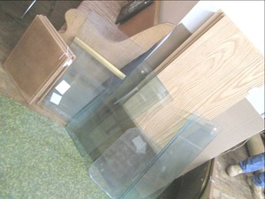 lot 177 image: Large Lot of Glass & Blonde Wood Sh...