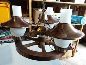 2-Matching Rustic Wagon Wheel Hanging Lights