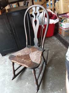 Vintage Rocker With Woven Seat