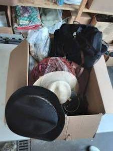 Box Lot Of Vintage Clothes, Dresses, Hats, Purses, Shoes