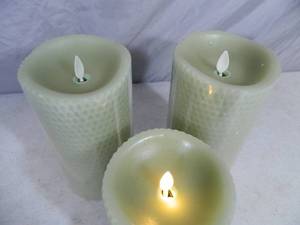 3 Luminara Flameless Pillar Candles