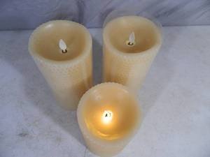 3 Luminara Flameless Pillar Candles