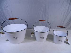 3 New Milkhouse Metal Bucket Planters