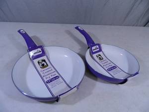 2 New Purple Ceramic Coated Aluminum Fry Pans