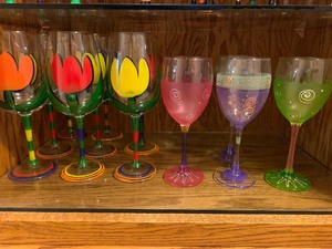 lot 109 image: Lot of Tulip Themed Stemware and more