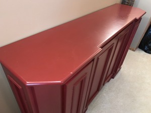 lot 122 image: Red Console Cabinet