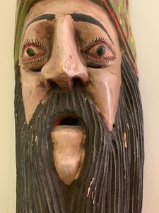 lot 35 image: Carved Wooden Face Wall Hanging