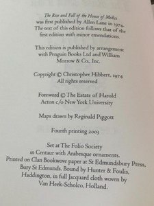 lot 47 image: Hardcover Book- Christopher Hibbert - The Rise & Fall of the House of Medici - Folio Society