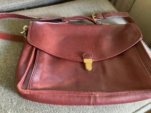 lot 60 image: Leather Coach Briefcase in Red