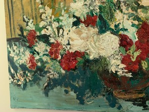 lot 65 image: Large Floral Oil on Canvas