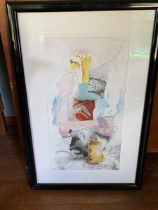 lot 68 image: Large Framed Abstract Art by Laszlo Dus (1986)