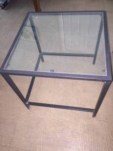 lot 99 image: Two Iron Tables With Glass Tops
