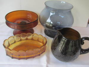 Amber Glass, Blown Punch Set