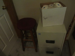 File, Stool, Paper Rolls