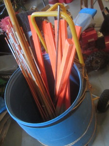 Barrel, Markers, Hand Truck